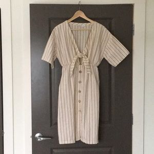 Zara Pink Stripe Front Tie Dress w/ Pockets